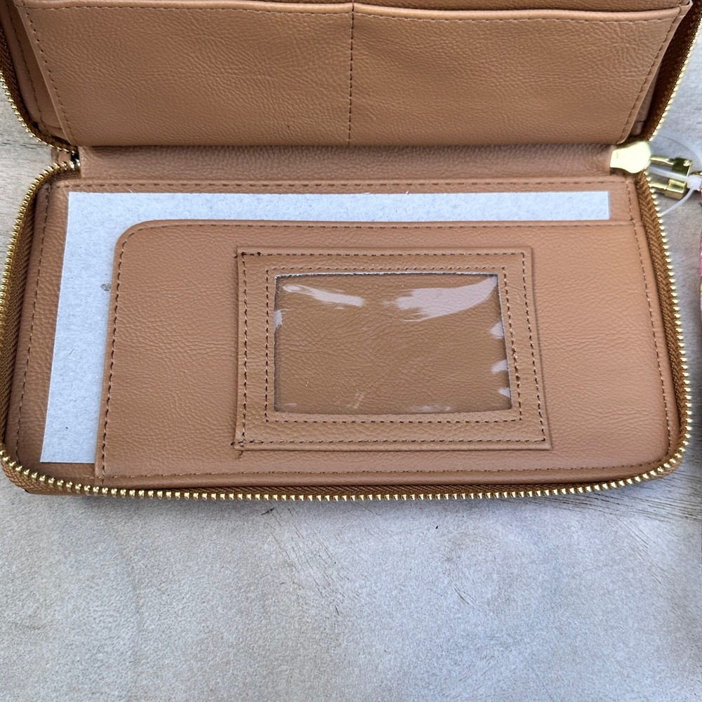 Betsey Johnson Western Cowgirl Skull Wristlet Wallet Tan Pink Gold Tone Zip - Picture 13 of 16